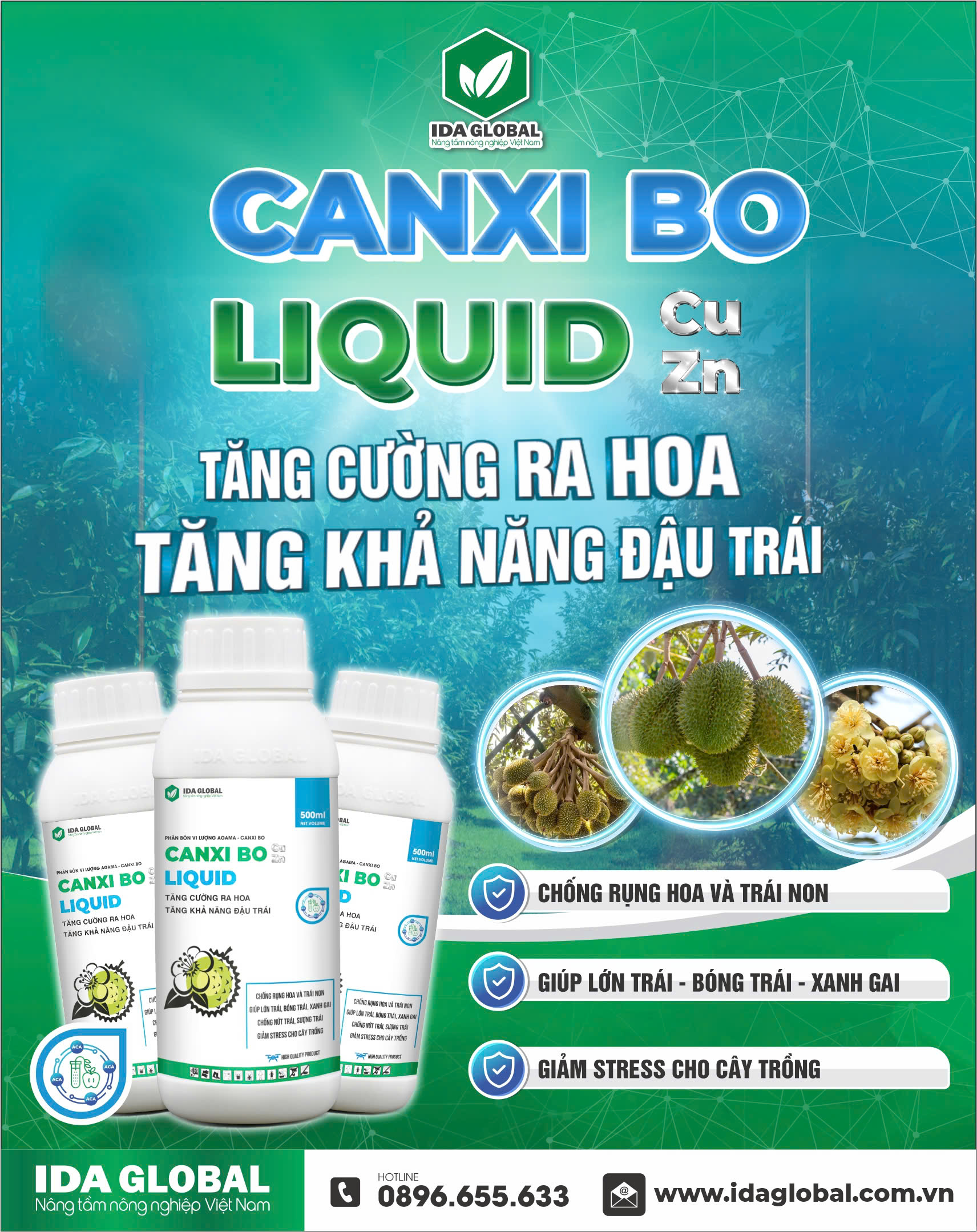canxi-bo liquid chống rụng bông và trái non hiệu quả